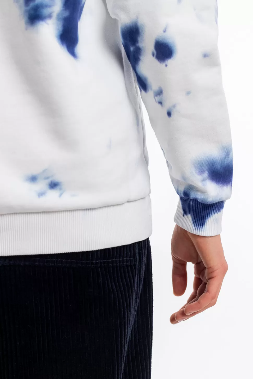 Rotholz Sweatshirts*Batik Hoodie Bio Baumwolle - Blau/Off-White