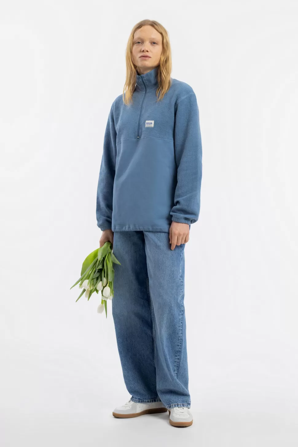 Rotholz Sweatshirts*Divided Half Zip Bio Baumwolle - Hellblau