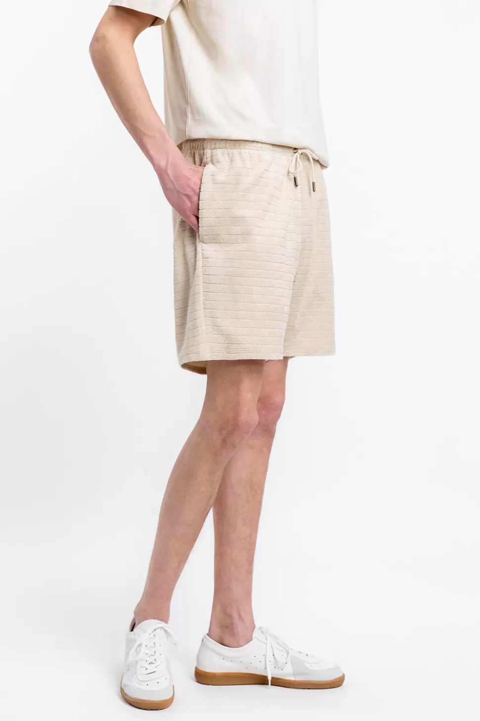 Rotholz Hosen*Frottee Shorts Aus Bio-Baumwolle Creme