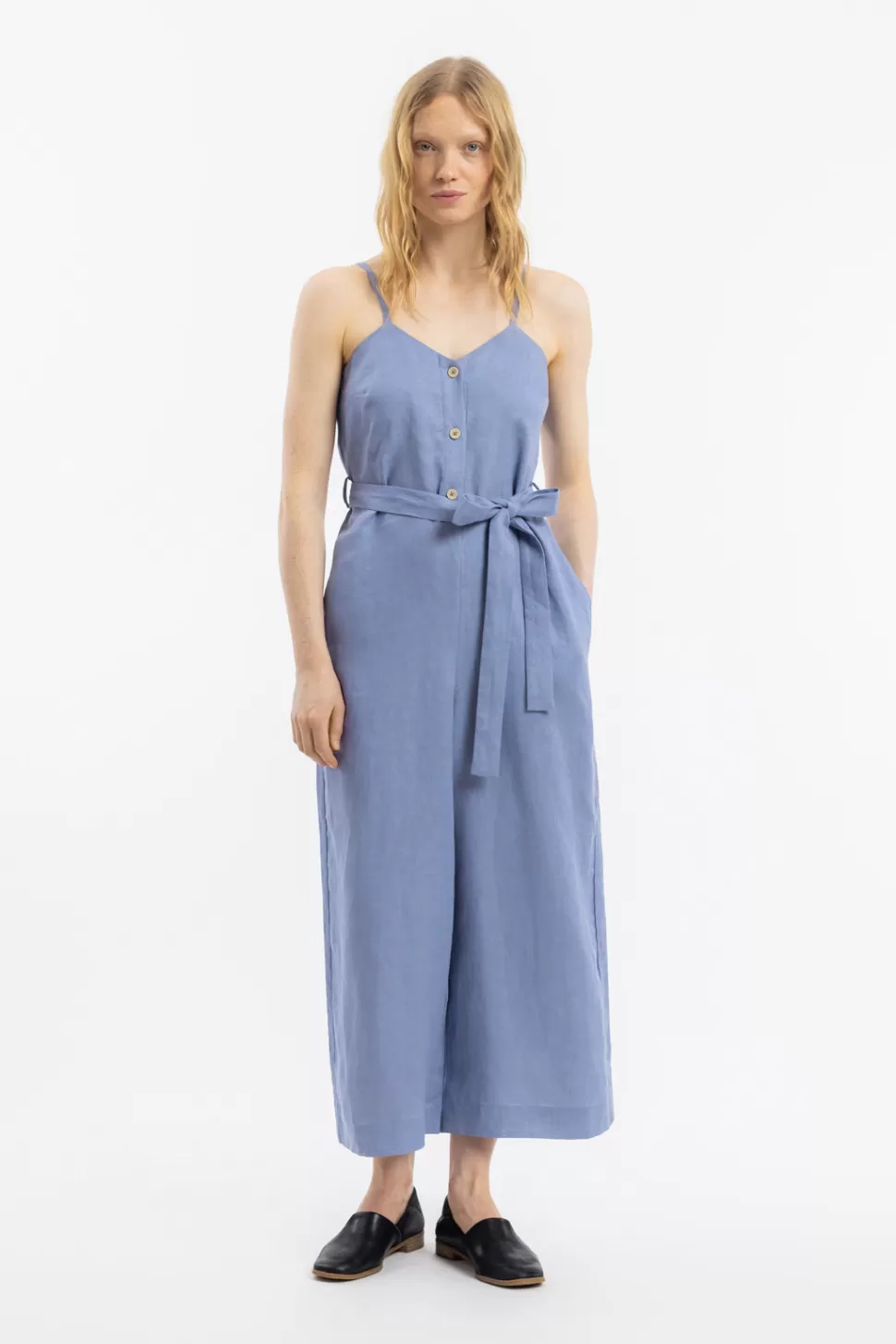 Rotholz Kleider & Jumpsuits*Jumpsuit Leinen Mix - Hellblau