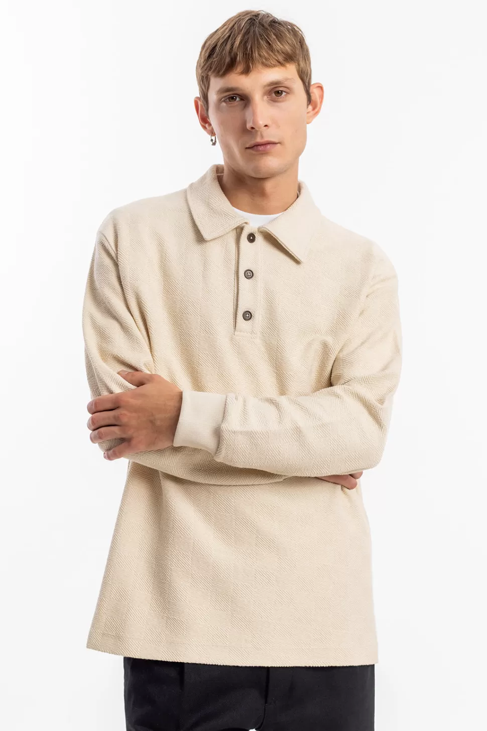 Rotholz Sweatshirts*Polo Jersey Bio Baumwolle - Creme