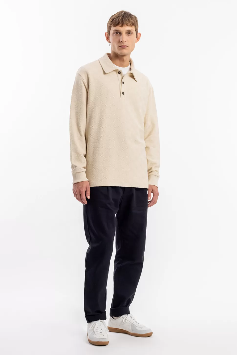 Rotholz Sweatshirts*Polo Jersey Bio Baumwolle - Creme