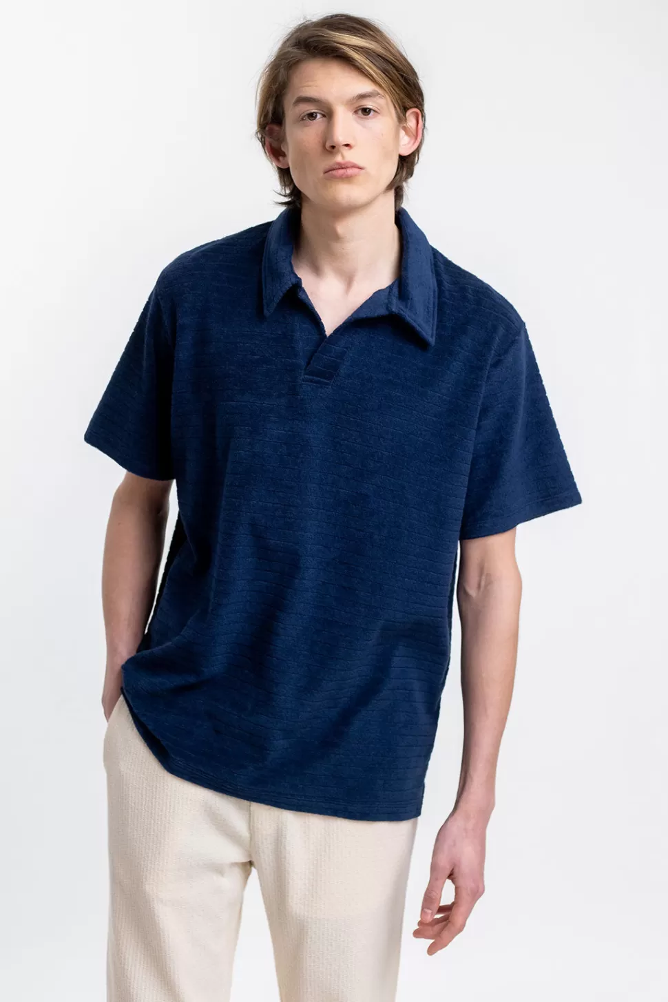 Rotholz Hemden*Polo Shirt Aus Bio Frottee Blau