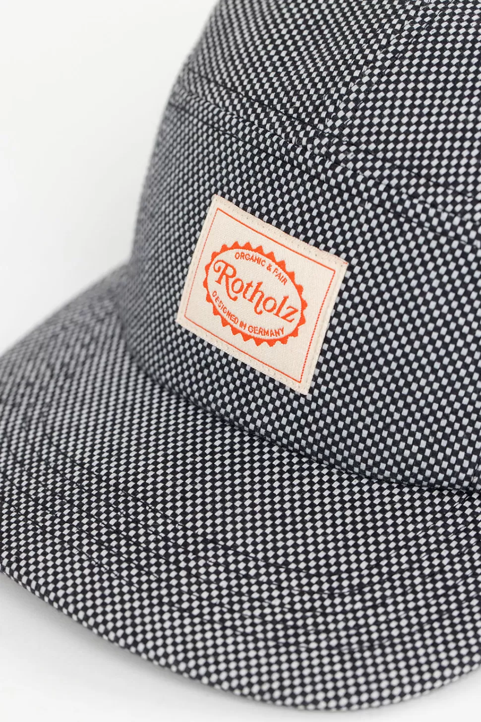 Rotholz Caps*Retro 5-Panel Cap Schwarz Kariert