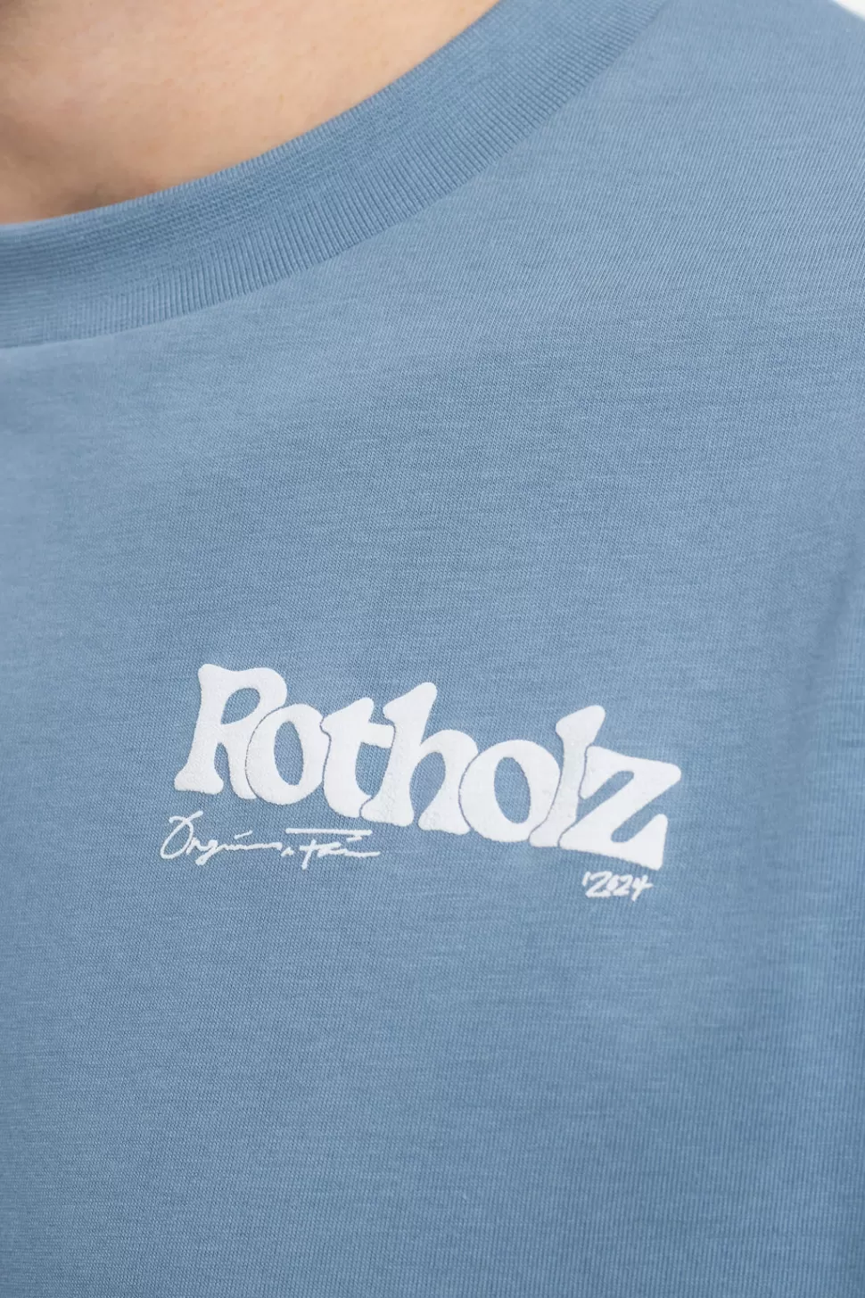 Rotholz T-Shirts*Retro Logo T-Shirt Bio Baumwolle - Hellblau