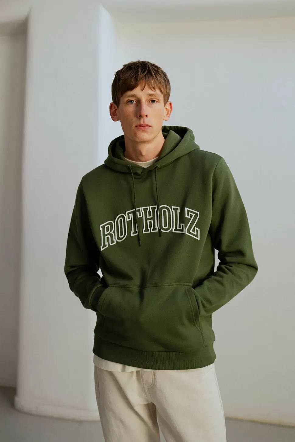 Rotholz Sweatshirts*Varsity Logo Hoodie Bio Baumwolle - Grun