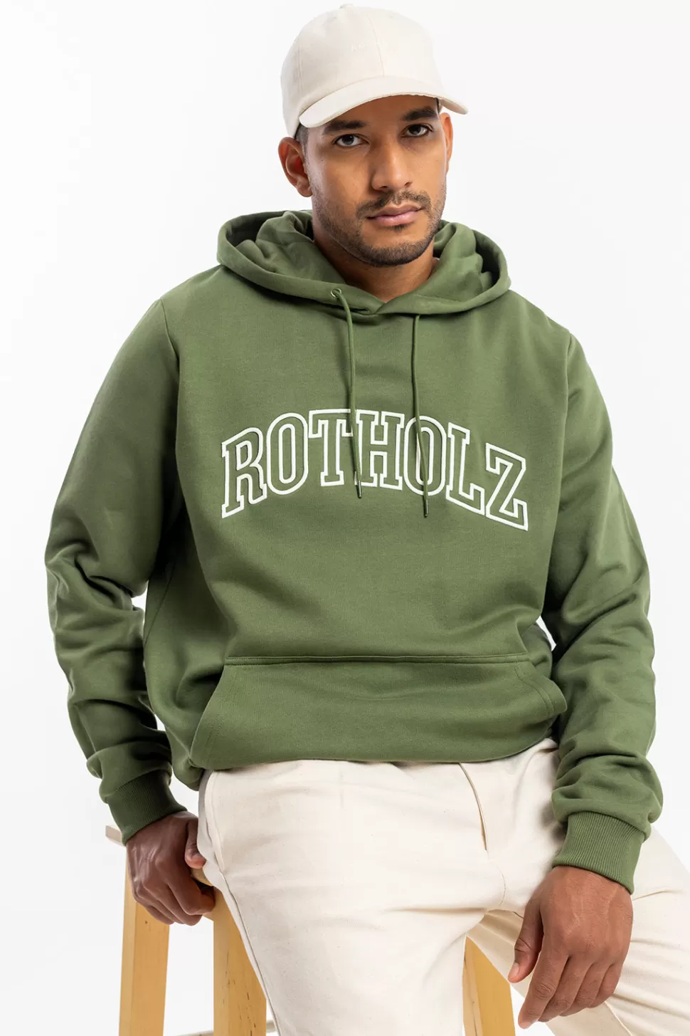 Rotholz Sweatshirts*Varsity Logo Hoodie Bio Baumwolle - Grun