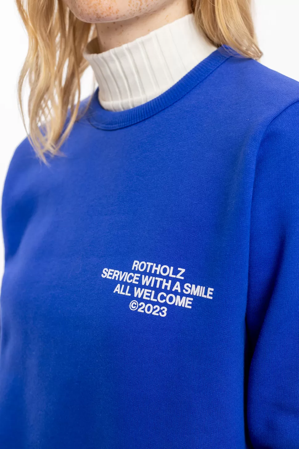 Rotholz Sweatshirts*Willkommen Print Sweatshirt Bio Baumwolle - Kobalt